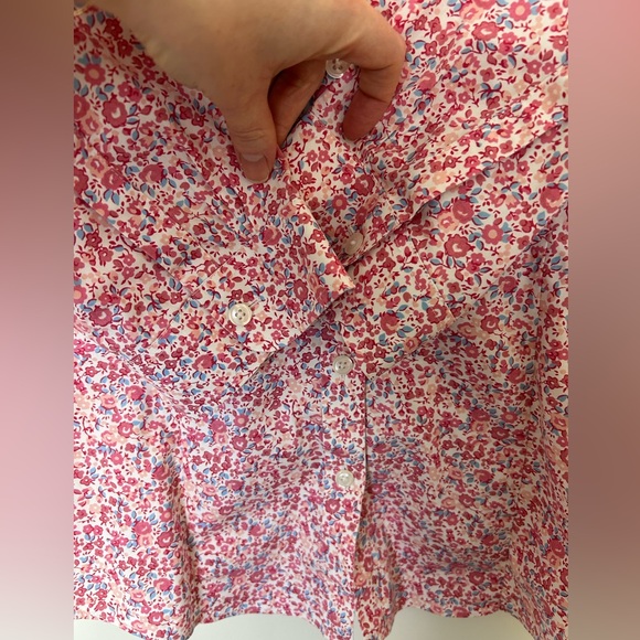 L.L. Bean Wrinkle Free Pink Floral Button Shirt Blouse Size Small 100% Cotton - Picture 5 of 6